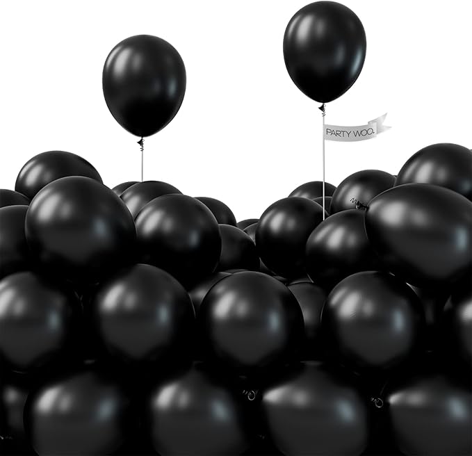 PartyWoo Black Balloons 100pcs 5 Inch Black Matte Latex Helium Balloons for Birthday Wedding Anniversary Graduation Bachelorette Engagement Bridal Shower Retirement Party Decorations Black-Y18