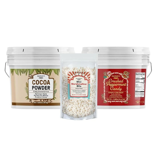 Unpretentious Crushed Peppermint, Marshmallow Bits, & Dutch Cocoa Powder Bundle, Various Sizes, Baking & Cooking