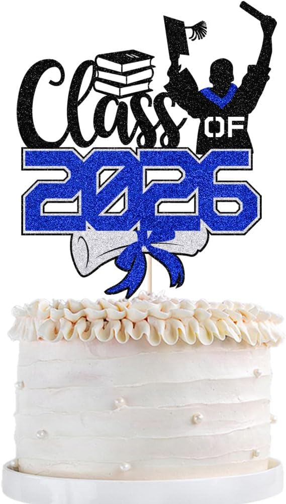 Class of 2026 Congrats Grad Cake Topper Glitter Graduation Party Supplies - High School College Graduates -College Graduate Cake Topper Decorations (Class of 2026 Black blue)