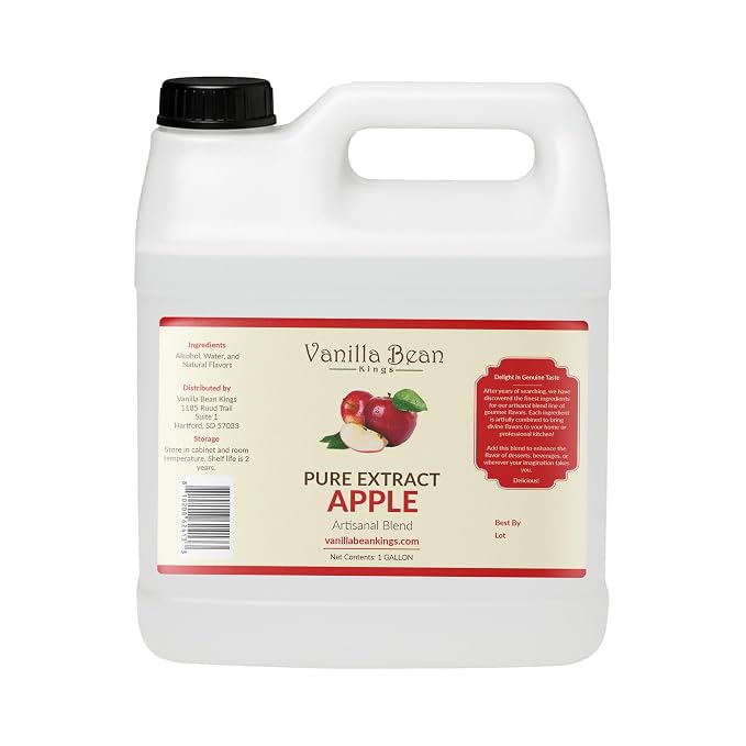 Pure Apple Flavor for Baking and Flavoring - Premium Quality Natural Flavors for Baked Goods, Desserts, & Cooking -1 Gallon