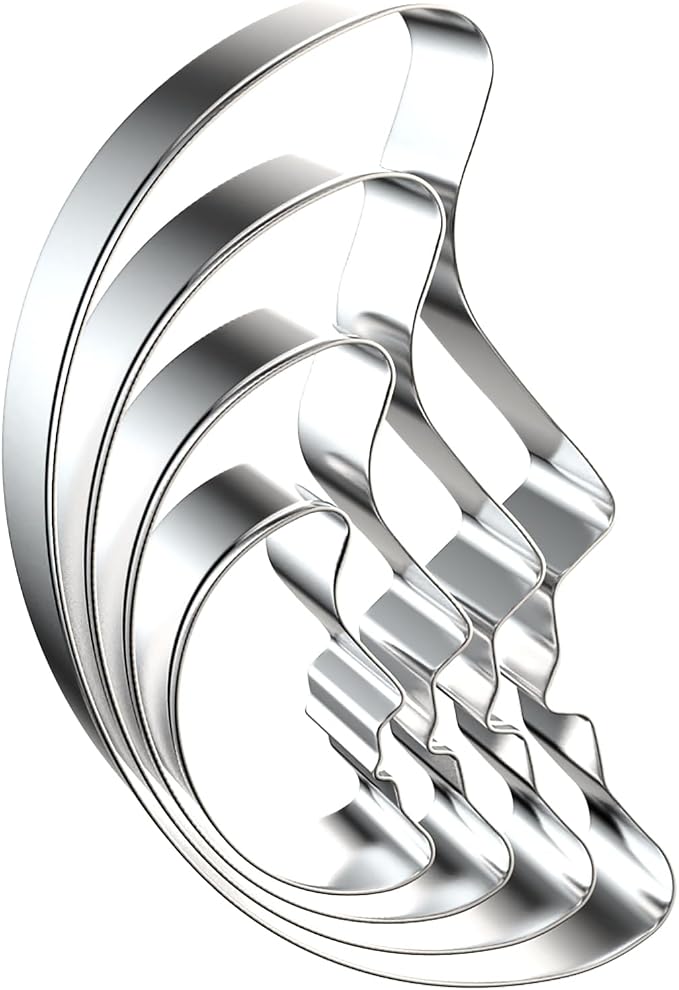 Crescent Moon Cookie Cutter Set - 5 inch, 4 inch, 3 inch, 2 inch - 4 Piece Celestial Cookie Cutters Shapes Molds - Stainless Steel