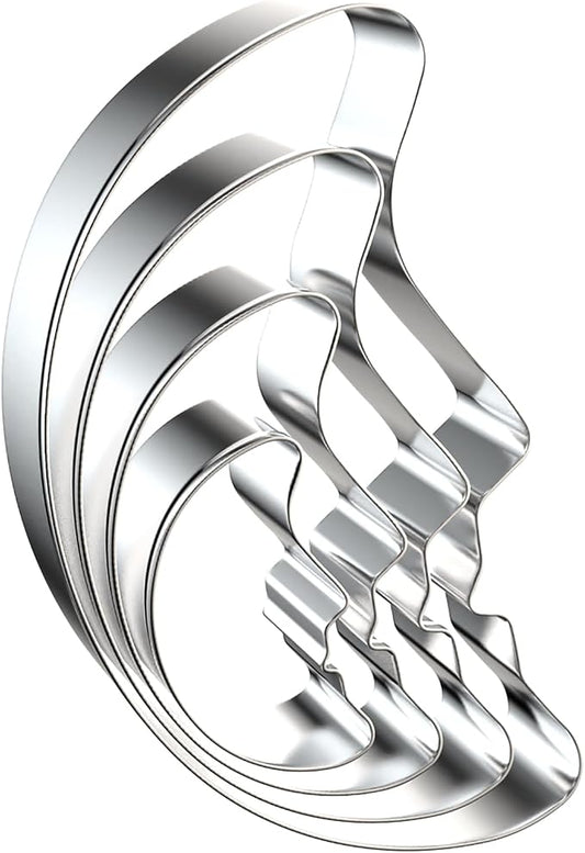 Crescent Moon Cookie Cutter Set - 5 inch, 4 inch, 3 inch, 2 inch - 4 Piece Celestial Cookie Cutters Shapes Molds - Stainless Steel