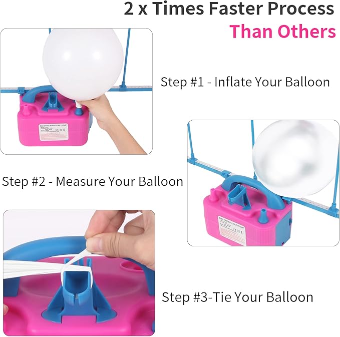 Balloon Pump Electric,110V 600W Balloon Blower Inflator Dual Nozzle Air Pump Balloons Inflator for Decoration, Party, Sport,Gifts:2 Balloon Tying Tools