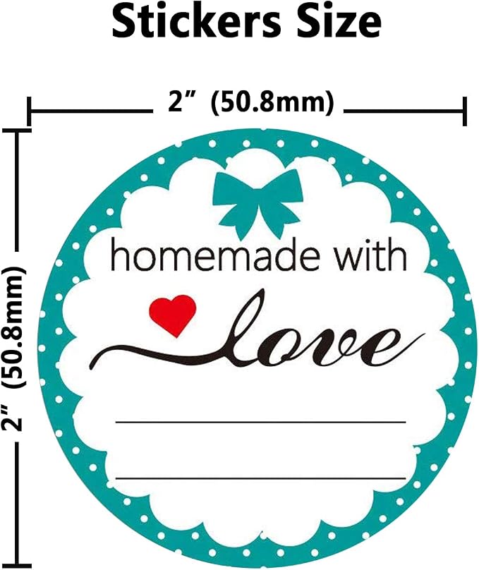 Homemade with Love Stickers 2 Inch DIY Jar Decoration Customizable Canning Jar Labels with Lines for Writing Baked Goods Packaging Stickers,504 Pcs