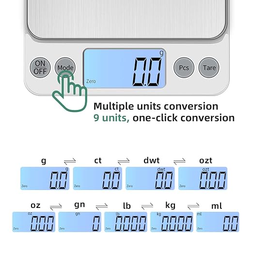 Upgraded Larger Size Digital Food Scale Weight Grams and OZ, 5kg/0.1g Kitchen Scale for Cooking Baking, High Precision Electronic Scale with LCD Display