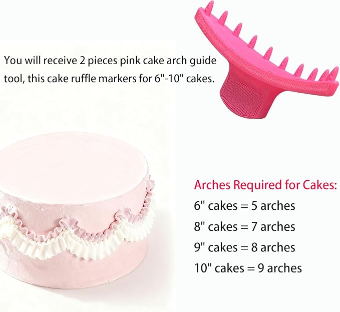 2 PCS Cake Arch Guide Tool, Cake Piping Guide Tool, Ruffle Guide Stencil, Cake Decorating Tools, Cake Ruffle Marker for 6"-10" Cakes