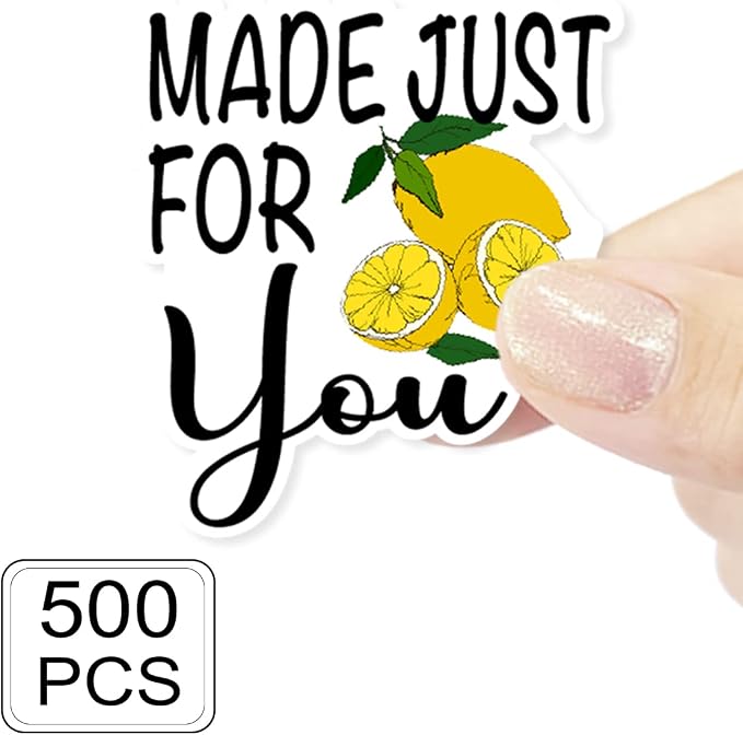 Made Just for You Lemon Funny Small Business Lemon Stickers,Cute Lemonade Stickers for Cups,Lemonade Stand Supplies Paster 500 PCS