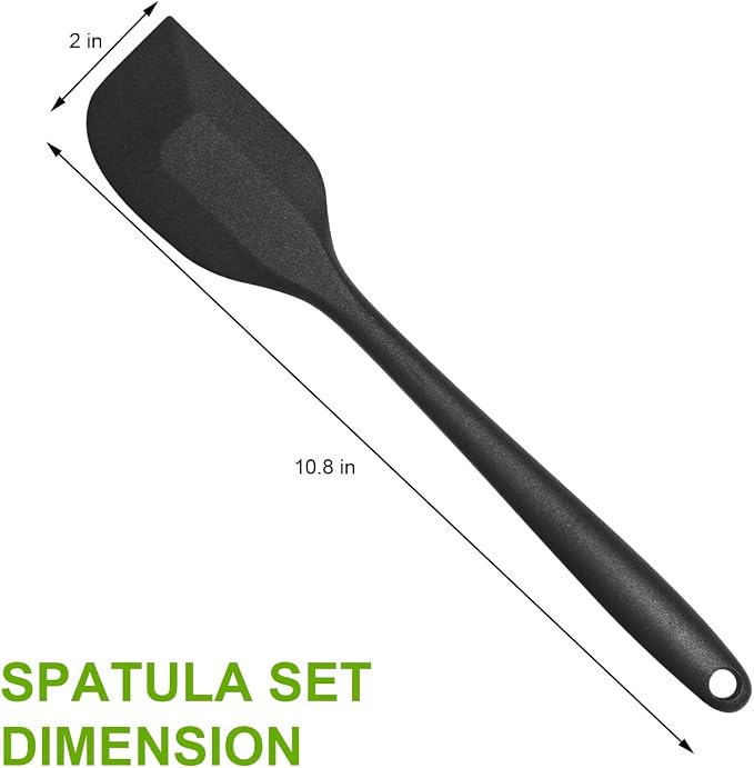 Silicone Spatula, Silicone Spatulas Heat Resistant, Food Grade Rubber Non-Stick Rubber Spatulas with Stainless Steel Core, for Baking, Cooking, Mixing (1, Black, 10.8 x 2 inch)