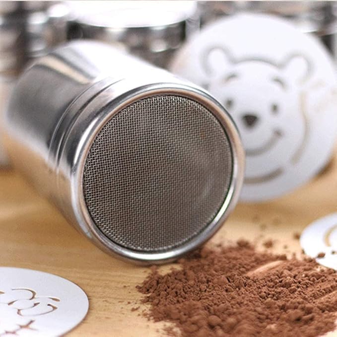 Powder Shaker with Lid,Stainless Steel Fine Mesh Shaker, for Sifter Cocoa,Cinnamon Powder,Icing Sugar,Chocolate Coffee (Small-12Pcs)