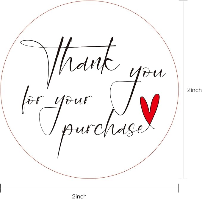 WRAPAHOLIC 2 Inch 500 Total Business Stickers Roll - Thank You for Your Purchase Text Design, Thank You Lables, Shipping Stickers for Party Decorations and Craft