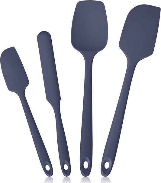 600ºF Heat Resistant Silicone Spatula Spoonula Set of 4, Blue | High Heat Food Safe Kitchen Use Scraper for Cooking Baking Mixing Scraping Stirring Cake Nonstick Cookware Pan Bowl