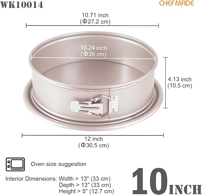CHEFMADE Nonstick 10-Inch Round Springform Cake Pan Cheesecake Leak Proof Baking Pan