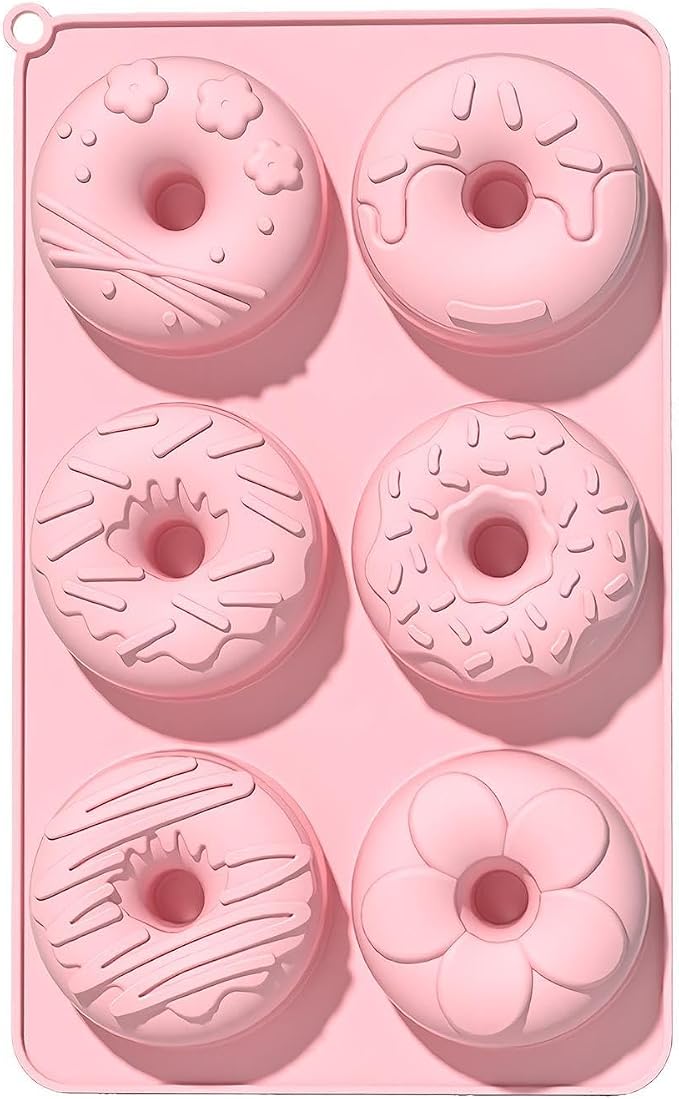 Donut Mold,6-Cavity Non-Stick Safe Food-Grade Tray,Donut Mold Silicone - for Home Kitchen Cooking Indoor House Family Homemade Microwave Freezer Oven