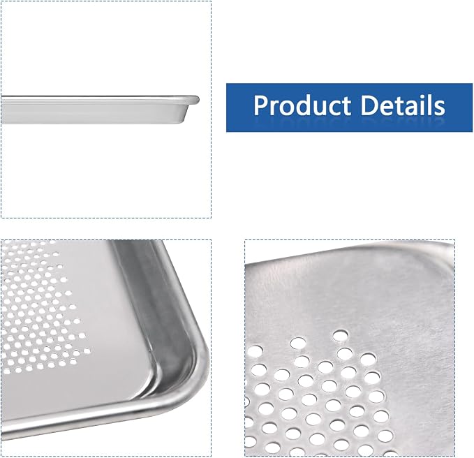 HARDURA Aluminum Perforated Baking Sheet Pan 18”L X 13”W X 1”H Cookie Sheet, 6Packs, For Oven in Bakery & Restaurant, Kitchen