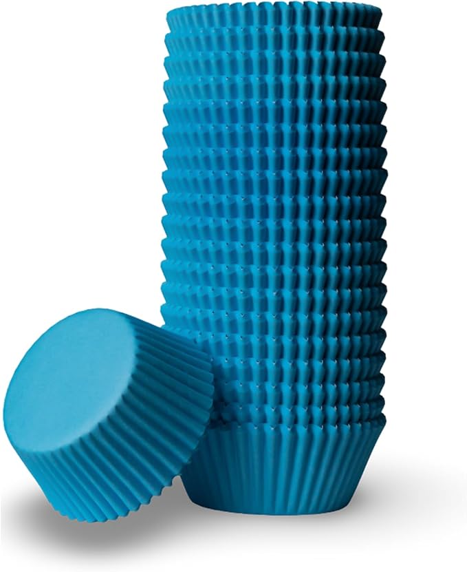 200 Paper Cupcake Liners, Muffin Liners or Baking Cups for Desserts, Muffins, Cupcakes and More Treats; Grease Proof, No Smell, Food Grade, Nut Serving Containers (Blue)