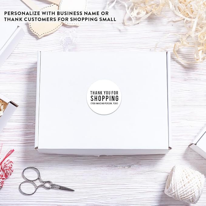 Andaz Press Round Small Business Sticker Labels, 120-Pack, Thank You for Shopping, You Amazing Person, You! Packaging Stickers, Product Labels for Small Business Thank You Stickers