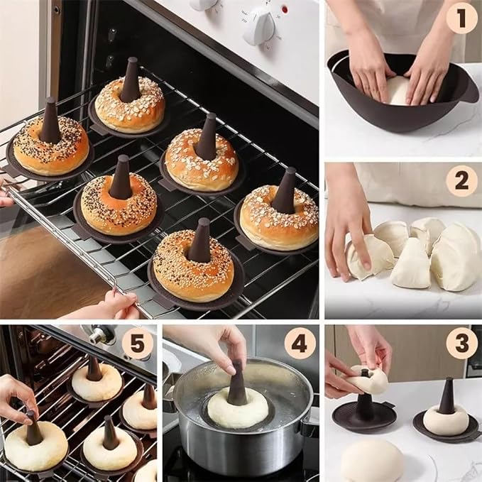 Donut Mold for Baking,Donut Pans Set,6 Pieces Pastry Molds for Bagel and Doughnut Cake Pans (6pcs,Coffee)