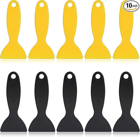 10 Pcs Plastic Scraper,Plastic Spatula Paint Scrapers Flexible Resin Scraper Putty Knife Air Bubble Remover Sticker Installation Tool for 3D Printing Resin Removal,Spackling,Patching,Decal,Wallpaper
