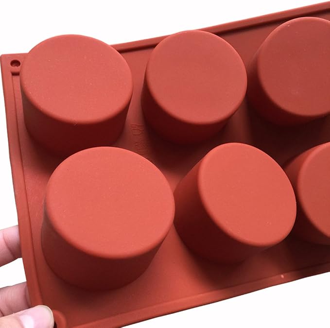 ECHODONE 8-Cavity Round Cylinder Soap Mold Cupcake Silicone Mold Handmade Cylinder Mold for Cake, Bread, Cupcake, Cheesecake, Cornbread, Muffin, Brownie, Bakeware Pan Tool etc.