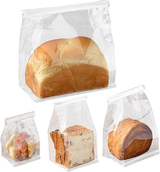50 Pcs Bread Bags for Homemade Breads, 5.1 Inch Clear Bakery Bags with Tin Tie, Small Loaf Plastic Bag, Storage PackingBag for Foods