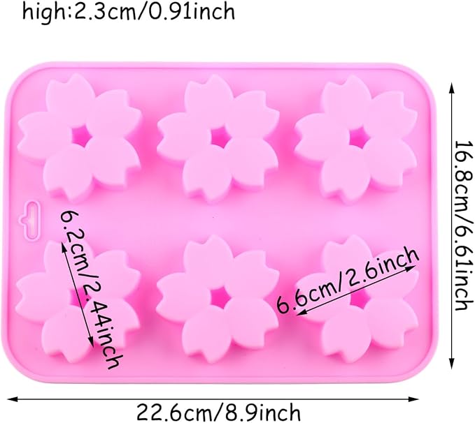 6 Cavity Sakura Flower Silicone Chocolate Molds Cherry Blossom Mold For Chocolate Hard Candy Set Of 2
