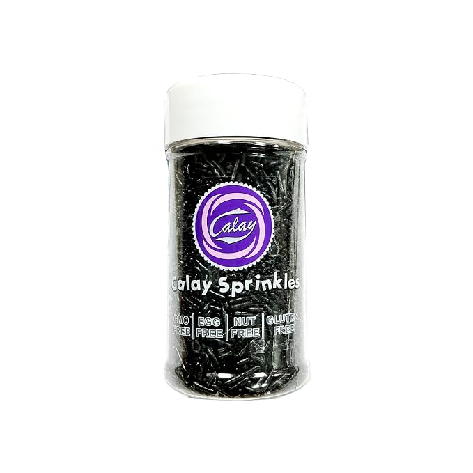 Homipooty Black Soft Jimmies Sprinkles Edible Candy Jimmies Sprinkles for Cake Decorating 78g/2.75oz Cookie Cupcake Topper Ice Cream