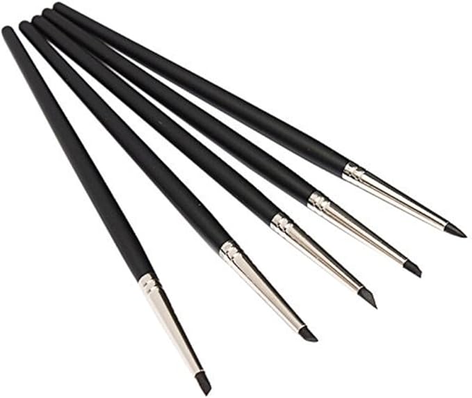 COMIART 5pcs Flexible Clay Sculpture Tools Silicon Color Shaper Brushes Size 0