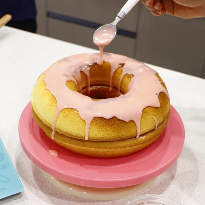 Webake Jumbo Silicone Donut Cake Pan Non-Stick Bagel Cake Mold 10 inch Set of 2 Halves Baking Molds