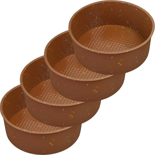 6 Inch Silicone Cake Pan, 4 Pcs Silicone Round Cake Pans, Nonstick Baking Mold BPA Free Dishwasher Safe, Great for Layer Cake, Cheese Cake, Chocolate Cake