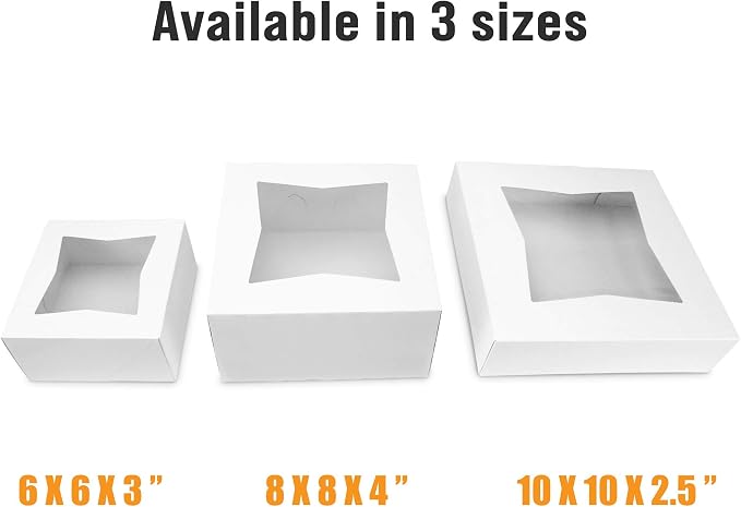 Fit Meal Prep 25 Pack Bakery Boxes with Window 6x6x4