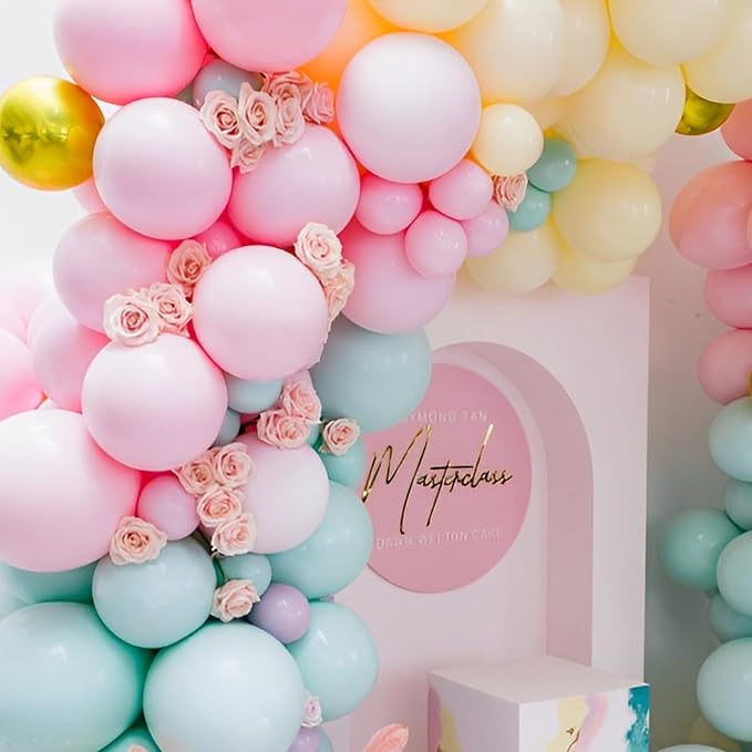 Voircoloria 110pcs Pastel Balloons 12inch Macaron Latex Party Balloons for Graduation, Easter, Wedding, Birthday, Bridal Shower, Rainbow Party, Baby Shower, Anniversary Party Decorations