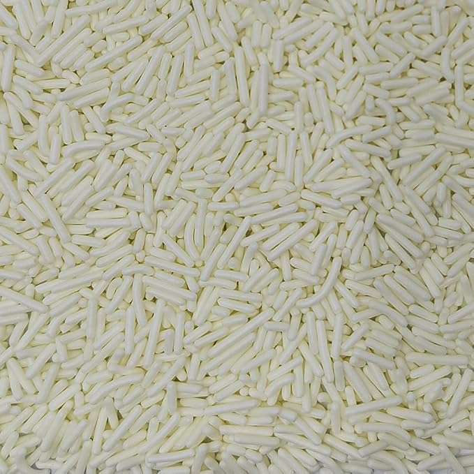 Homankit White Jimmies Sprinkles Edible White Sprinkle Candy Soft Jimmies Toppings for Ice Cream, Cupcake, Cake, Cookie, Dessert Decorating 2.75 Ounces