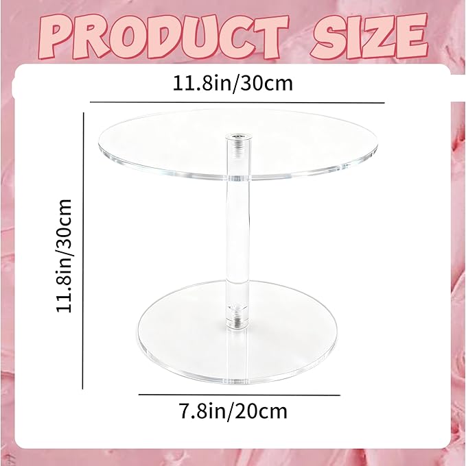 Acrylic Cake Stand for Dessert Table, 11.8 Inch Clear Round Cupcake Stand Display Riser for Birthday Party Wedding Event, Pastry Candy Pizza Display (Large)