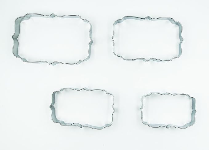Plaques Cookie Cutters Set, 4 PCS Set Frame Shaped Stainless Steel Molds for Cookies,Biscuit,Vegetable,Fruit,Baking Pastries Doughs (Style 02)
