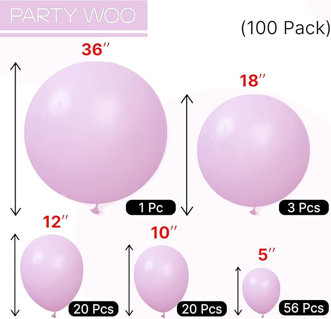 PartyWoo Baby Pink Balloons 100pcs Different Sizes of 36 18 12 10 5 Inch Pastel Light Pale Pink Balloon Arch Kit Garland for Baby Shower Gender Reveal Butterfly Birthday Party Decorations Pink-Q04