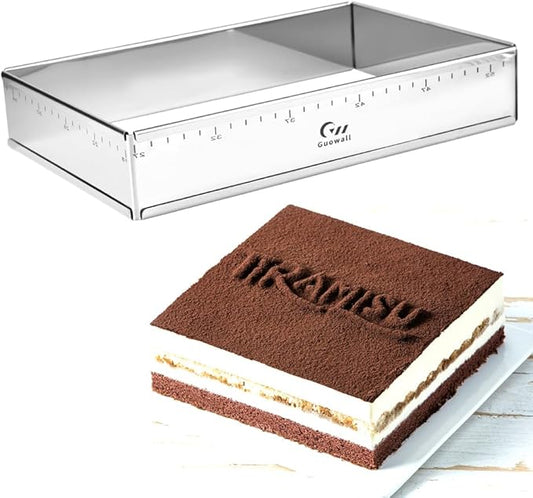 Extensible Stainless Steel Square Cake Mold Heavy Duty Adjustable Mousse Ring Rectangle Shaped Detachable Mousse Cake Cutter, Pastry DIY Baking Tool - 10 * 7in