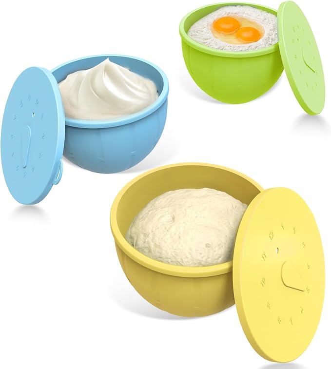 GVODE Silicone Liners for KitchenAid Mixer, Silicone Bowl Liners for Kitchen Aid 4.5-5 Qt Tilt-Head Stand Mixer, Thickened Odorless Non-Stick Kitchenaid Silicone Bowl Liner, 3 Pack with Lids