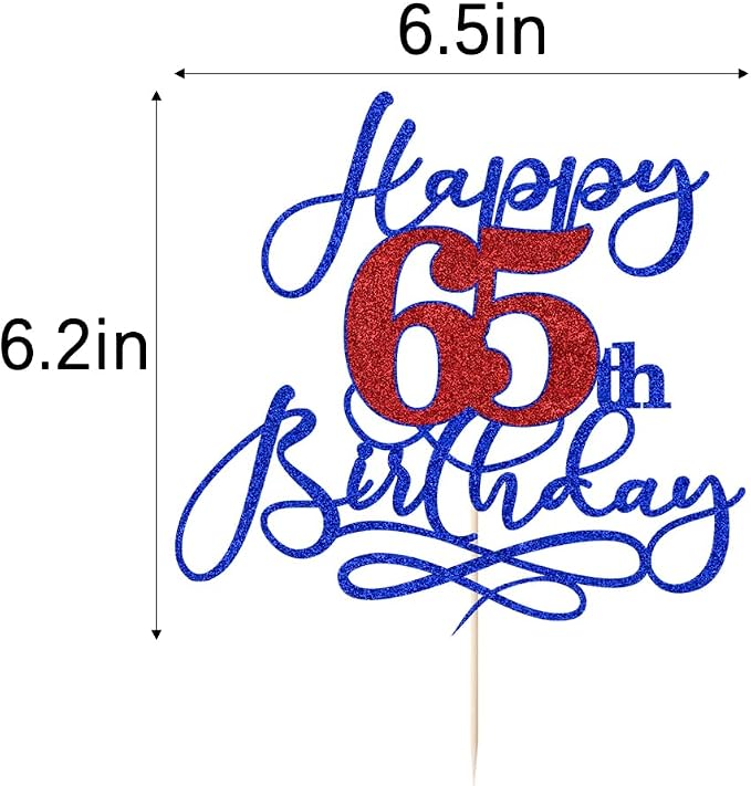 Happy 65th Birthday Cake Topper,Black font Golden Numbers 65th Birthday Cake Decoration，Hello 65, Cheers to 65 Years/65th Anniversary,65& Fabulous Party Decoration