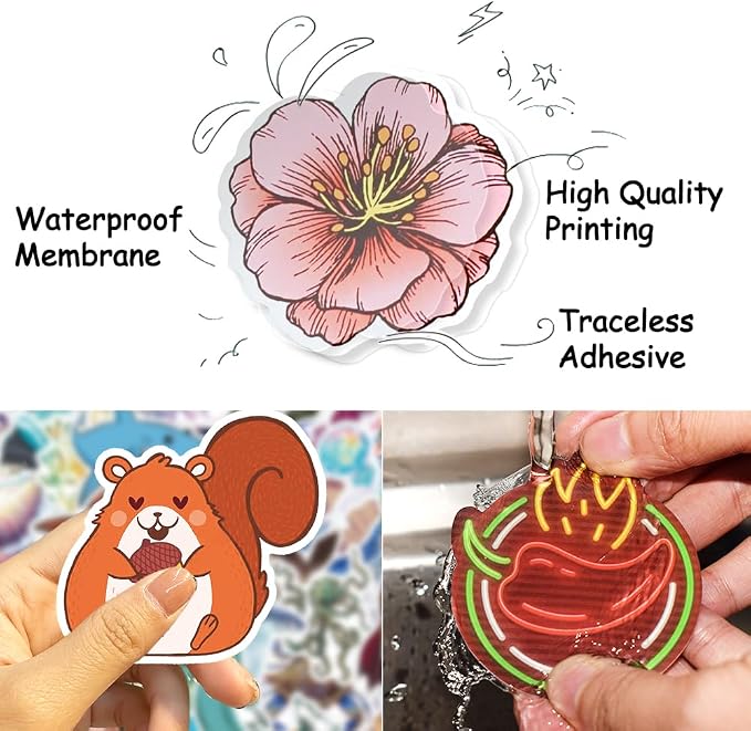 50 Pcs Squirrel Stickers for Water Bottles, Waterproof Vinyl Cute Animals Stickers for Scrapbook, Decorative Decals for Laptops, Fun Stickers for Boys, Girls