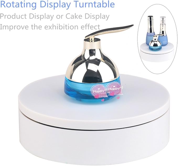 Motorized Photography Turntable,Newerpoint Automatic Revolving Platform Perfect for 360 Degree Images,Professional for Shop Display Stand,Product Display or Cake Display,55lb Load Dia 7.8inch- White