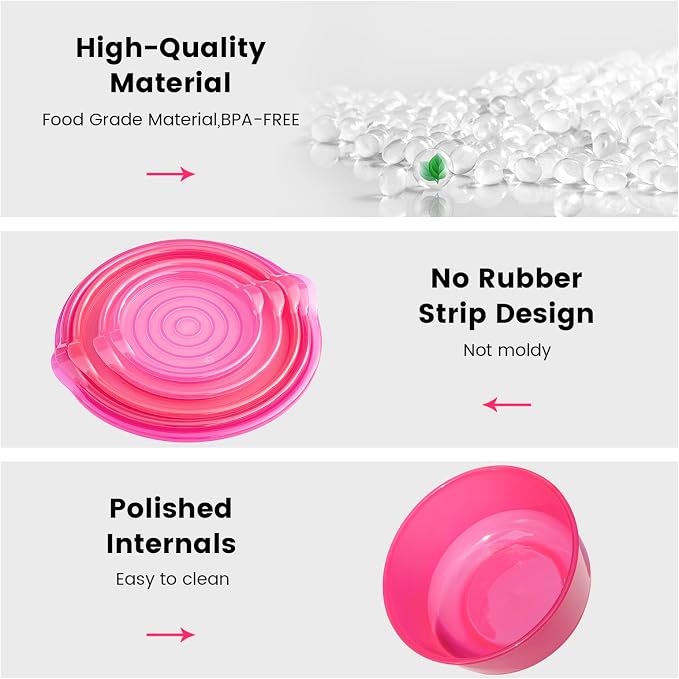 5PC Mixing Bowls Set with Lids | Ombre Pink BPA-Free Nesting Salad & Meal Prep Bowls for Mixing, Serving & Storage (0.74 QT - 4.65 QT) Dishwasher Safe (Lids Not Microwave-Safe)