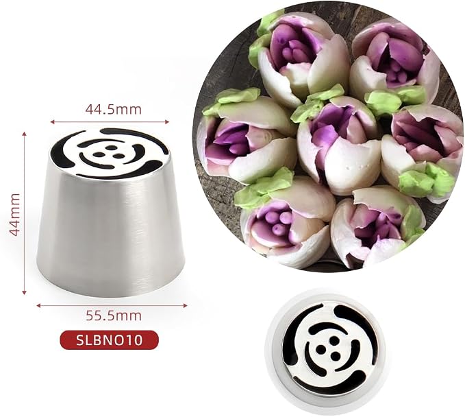 1 Piece Stainless Steel Extra Large Russian Tulip Flower Pattern Icing Tips,Pastry Russian Piping Nozzles for Marshmallow Bouquet,Cake Decorating Piping Tips,Flower Frosting Nozzles for Decorating