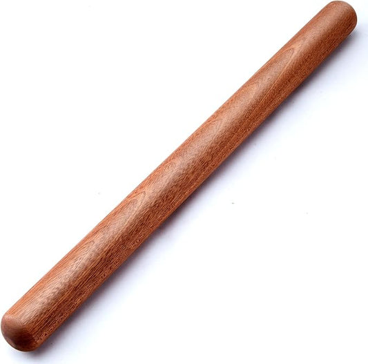 Aisoso French Rolling Pin, 17.7 Inches Wood Rolling Pin for Baking Extra Long Thickened, Classic Wooden Dough Roller for Fondant Pizza Pie Crust Cookie Pastry, Essential Kitchen Utensil, Brown