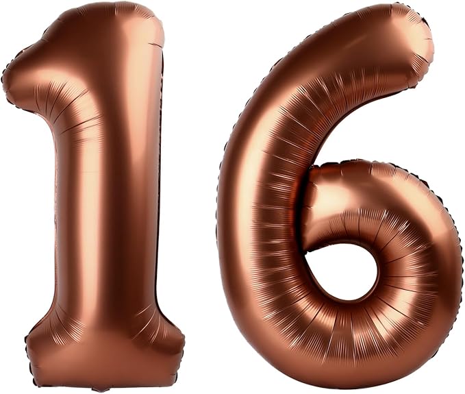 Dark Brown Number 16 Balloon 40 inch, Coffee Brown 16 Number Balloons, 16th Birthday Decorations, Chocolate 16 Year Old Girls Boys Dark Brown Party Supplies