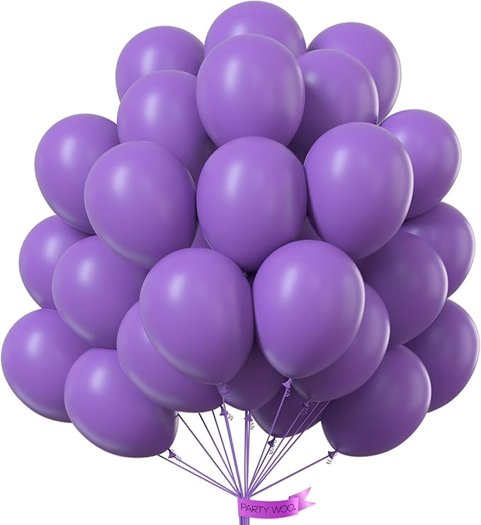 PartyWoo Purple Balloons 100pcs 12 Inch Purple Latex Balloons for Birthday Baby Shower Anniversary Engagement Wedding Princess Bachelorette Bridal Shower Butterfly Party Decorations Purple-Y15