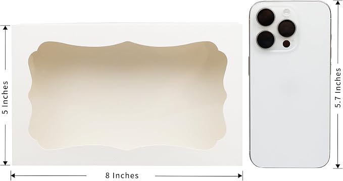 20pcs 8x5x2 Inch White Bakery Boxes Cookie Boxes with Window Treat Boxes Dessert boxes for Cookie,Pastry,Macaron,Donut,Muffins,Chocolate,Cupcake and Candy Gift Giving