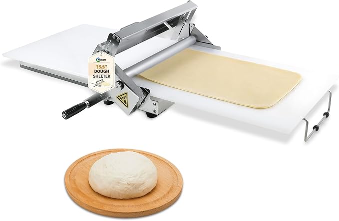 Folding Dough Sheeter (15.5")，Folding Dough Rolling Machine，Manual Dough Sheeter，Stainless Steel Dough Machine With 55 Adjustable Thicknesses, Commercial Grade Capacity (1 Rolling Surface)