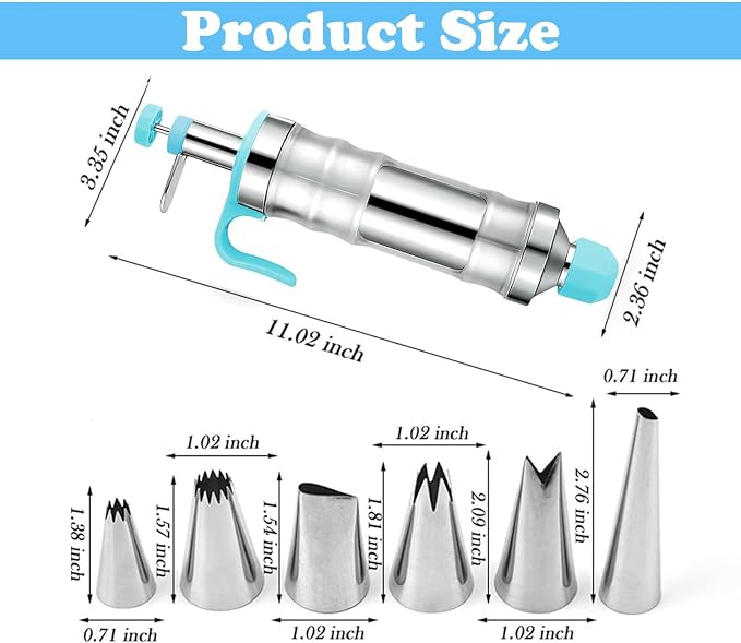 Dessert Decorating Syringe Set, Frosting Piping Kit, Blue | Icing Piping Kit, Stainless Steel, 30 Piping Icing Nozzles, Cake Decorating Tools