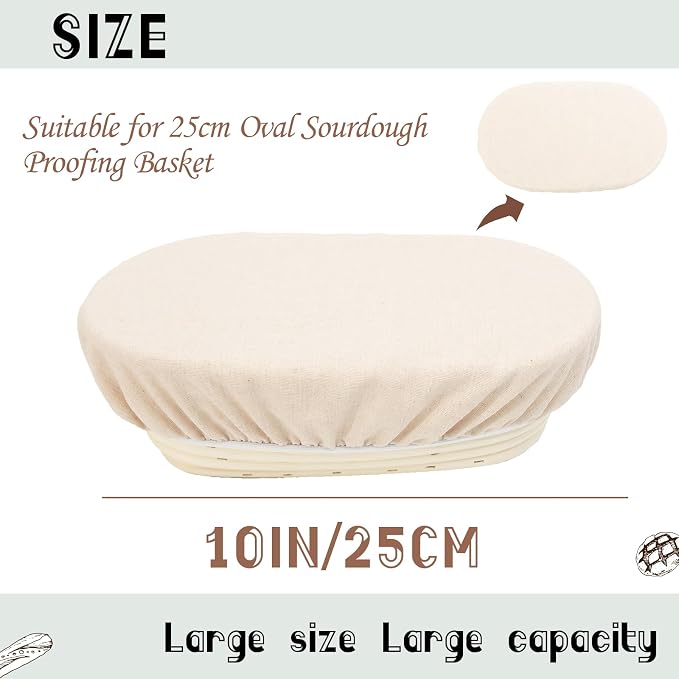 2 Pack Oval Organic Linen Bowl Covers, Bread Proofing Cover,10 IN Elastic Sourdough Bowl Covers, 100% Natural Organic Linen,Unbleached,Perfect for Bread Banneton Proofing Basket (2 Pack - 10in-Oval)