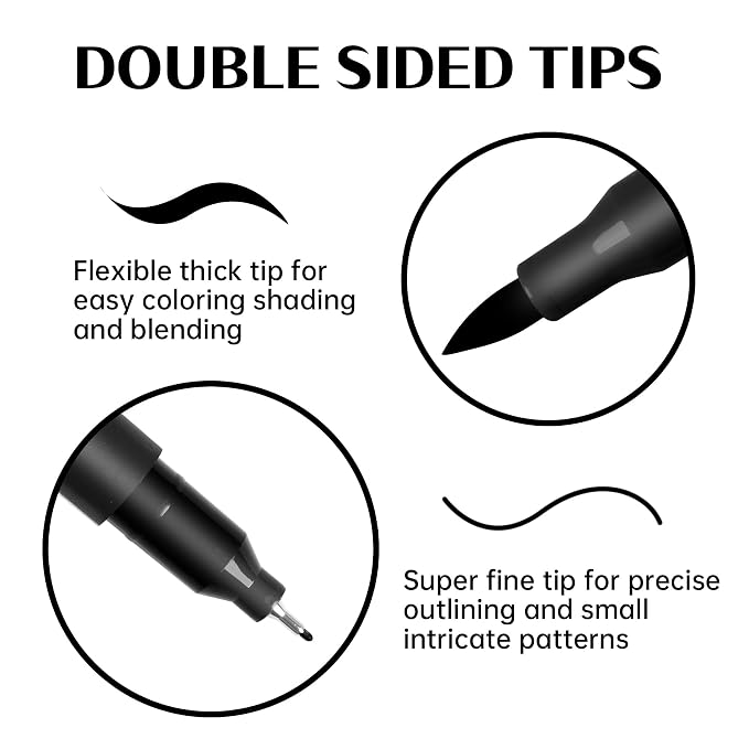 Edible Markers 3Pcs Black & White Food Coloring Pens – Double-Sided Fine & Thick Tips Edible Food Pens for Cookie Decorating, Fondant, Cakes, Desserts, Easter Eggs